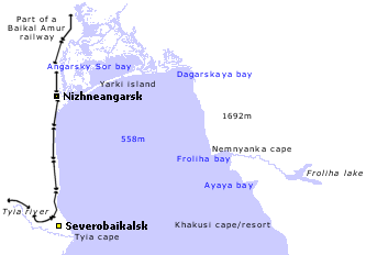Map of Baikal lake - Northern territories 