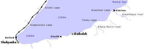 Lake Baikal map - southern territories